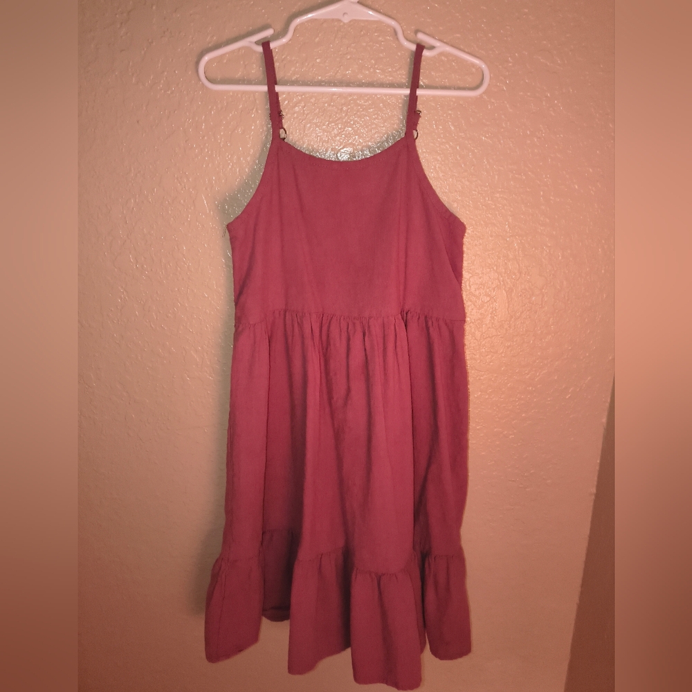 Girls' Sleeveless Rose Pink Tiered Sundress